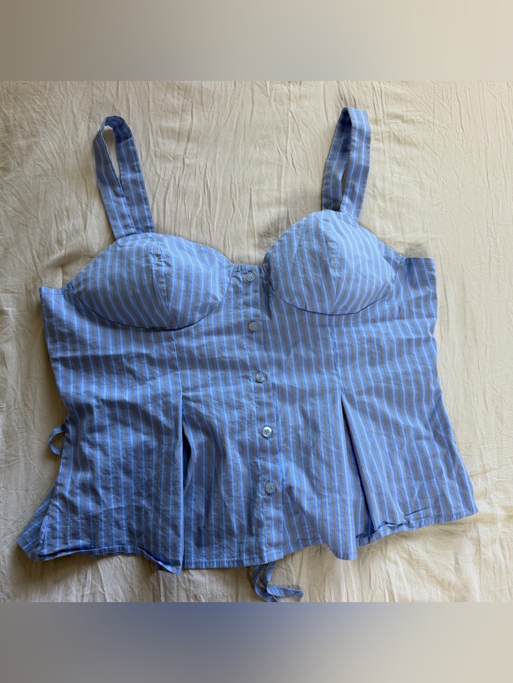 Emerson Lang Striped Light Blue Bustier Tank Top‎